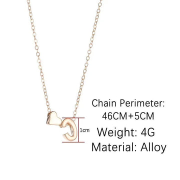 Gold Silver Tiny Heart Letter Name Dainty Necklace - LaVie Jewelery