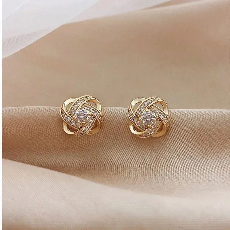 Korean Elegant Zircon Heart Flower Earrings - LaVie Jewelery