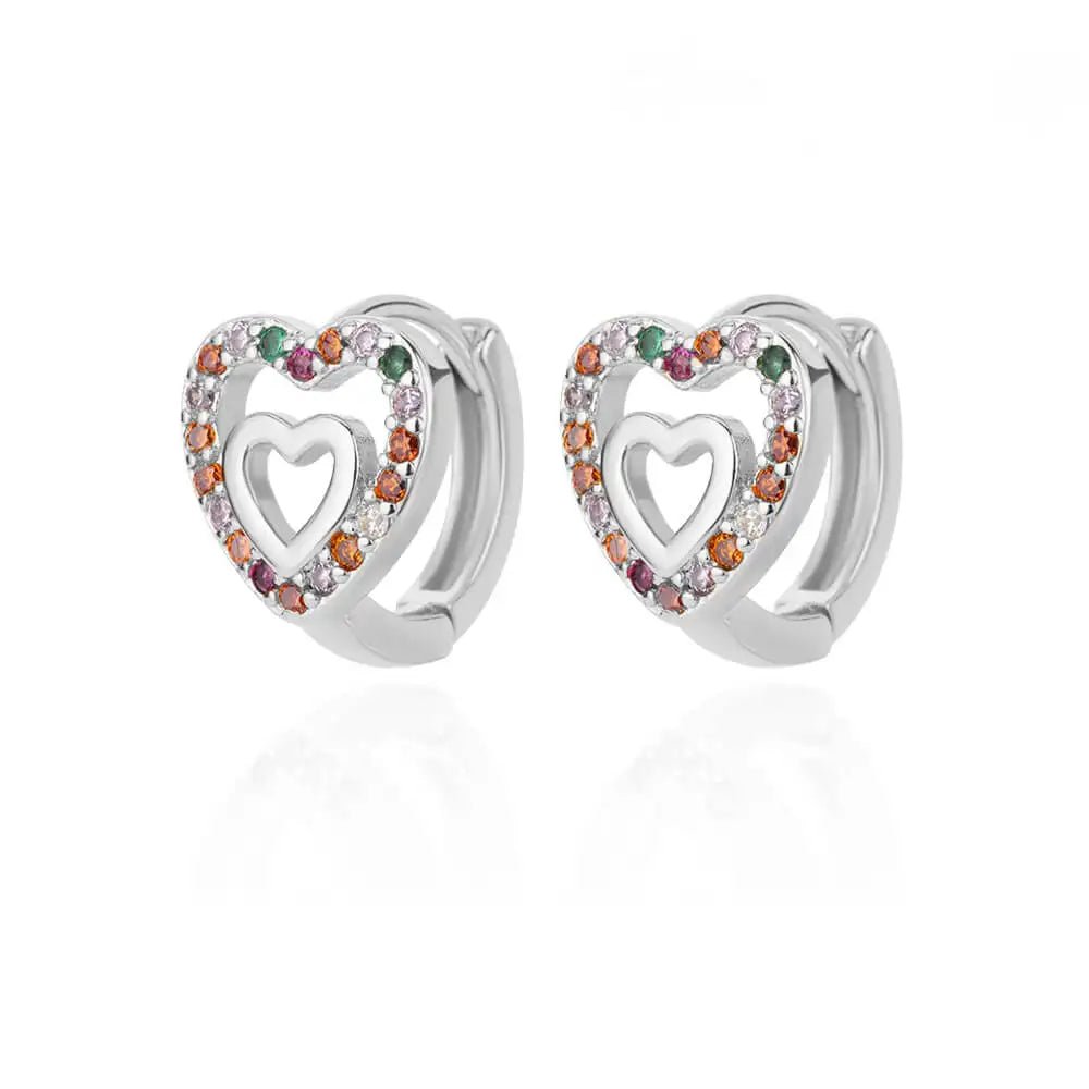 Stainless Steel Gold Silver Color Zircon Heart Earrings - LaVie Jewelery
