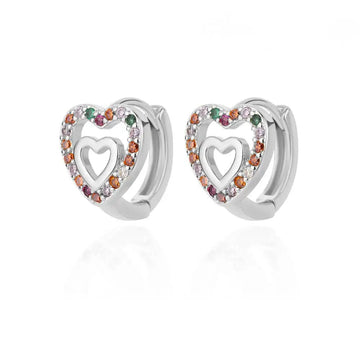 Stainless Steel Gold Silver Color Zircon Heart Earrings - LaVie Jewelery