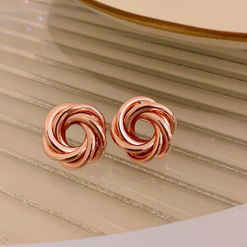 Multilayer Round Circles Twisted Metal Gold Color Hoop Earrings - LaVie Jewelery