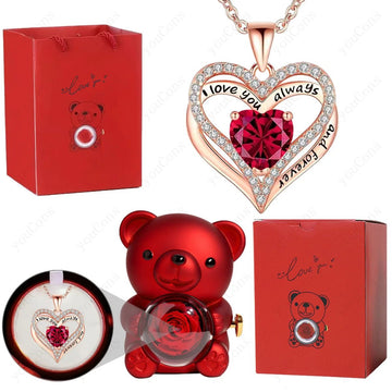 "The Passionate Heart" Red Pendant & Bear Gift Set - LaVie Jewelery