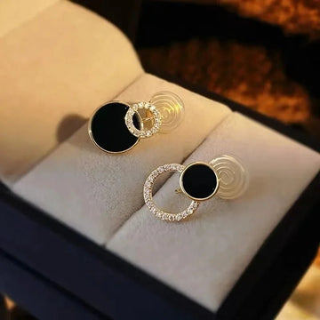 Gold Plating Hallowout Round Metal Crystal Stone Stud Earrings - LaVie Jewelery