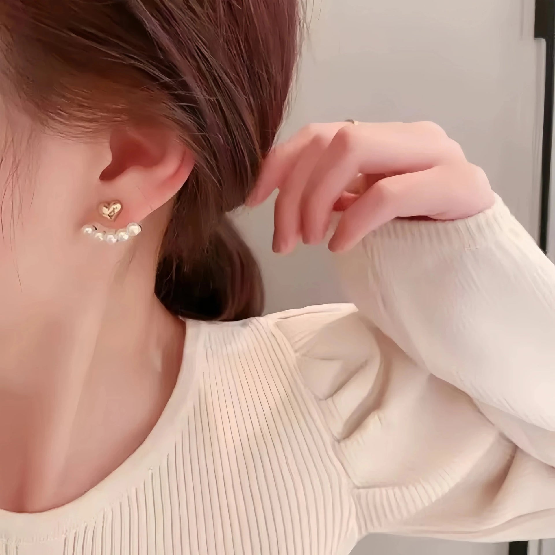 Luxury Sweet Heart - shaped Pearl Stud Earrings - LaVie Jewelery