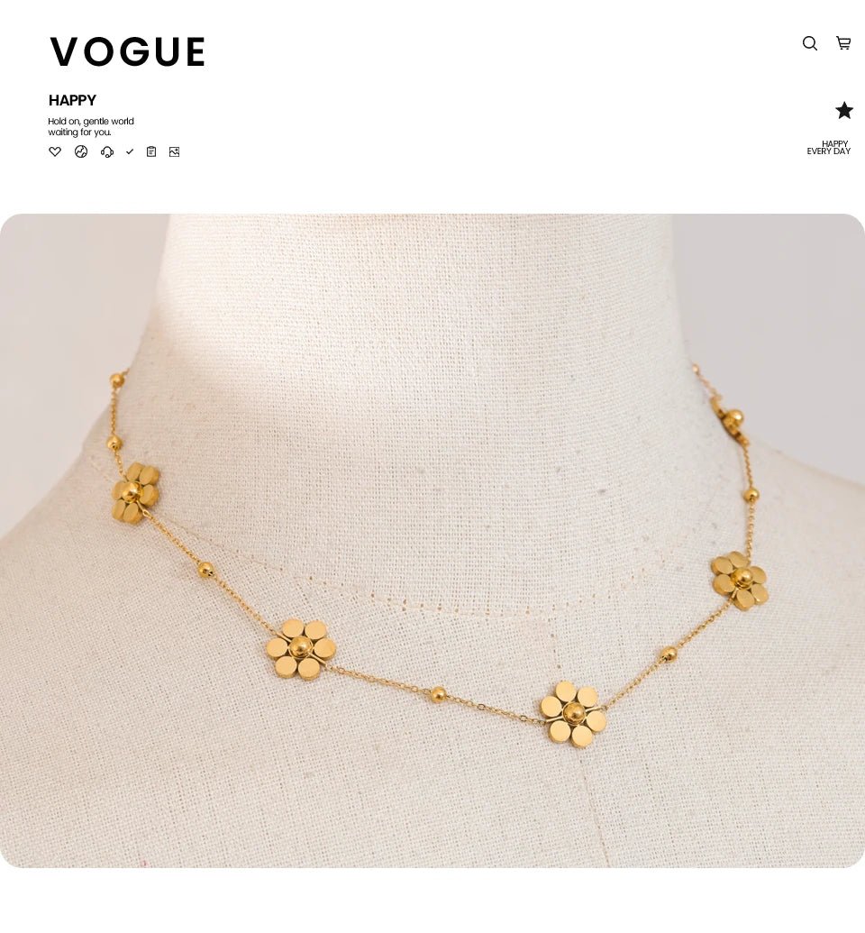 Stainless Steel Flower Chain Fashion Necklace - LaVie Jewelery