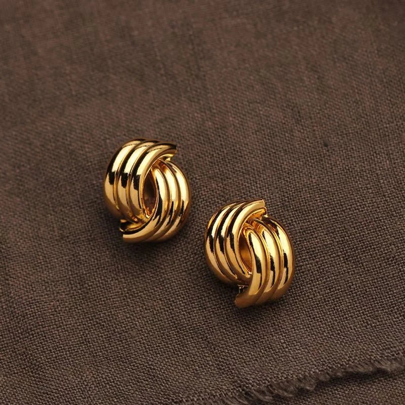 Gold Color Stainless Steel Three - Layer Knot Earrings - LaVie Jewelery