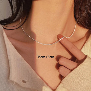 Silver Color Sparkling Clavicle Chain Choker Necklace - LaVie Jewelery