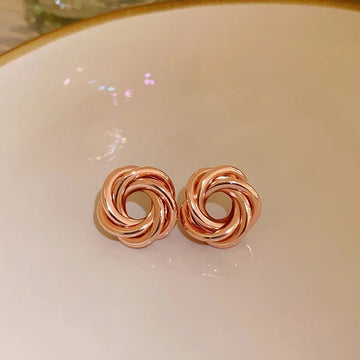 Multilayer Round Circles Twisted Metal Gold Color Hoop Earrings - LaVie Jewelery