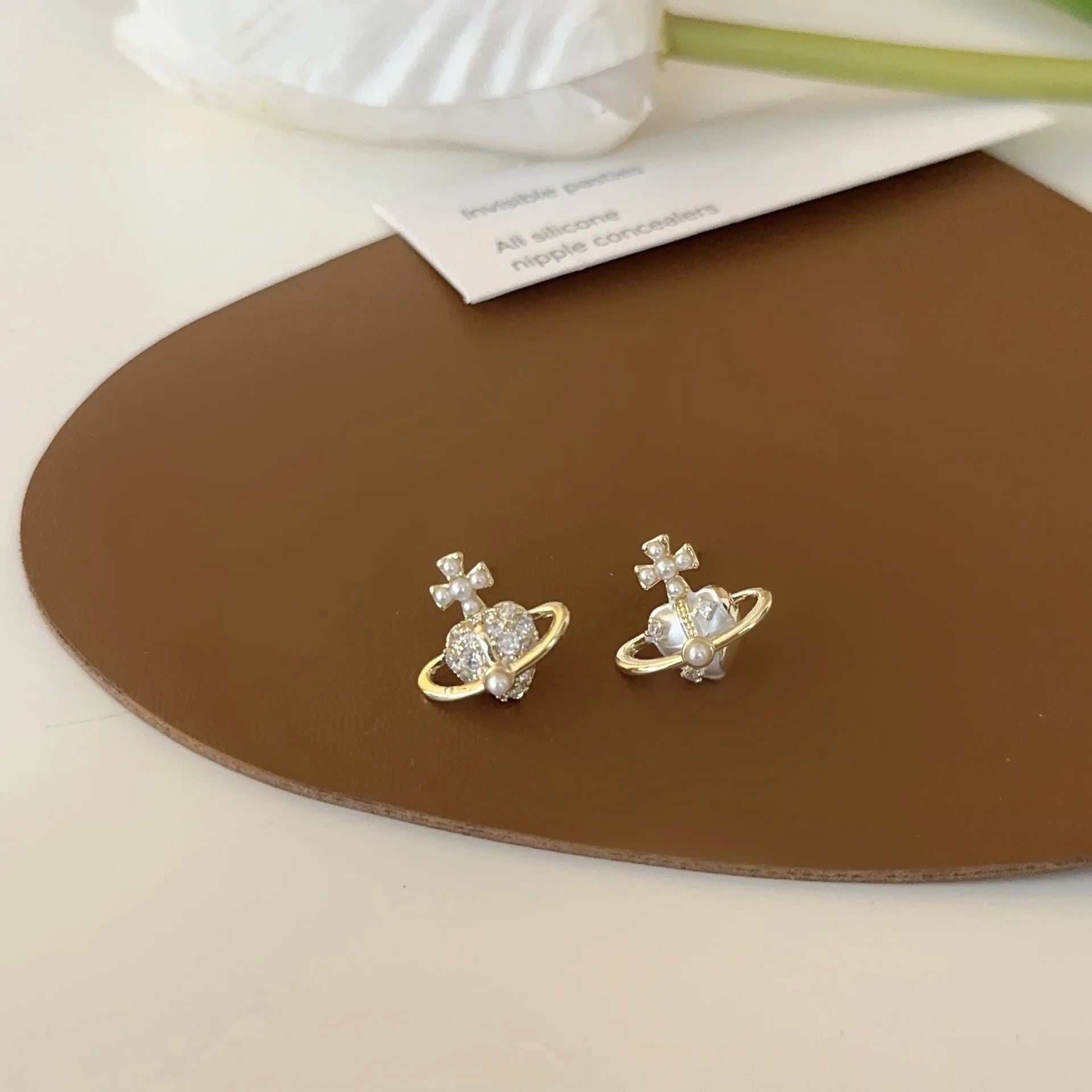 Elegant Double Side White Shell Pearl Stud Earrings - LaVie Jewelery