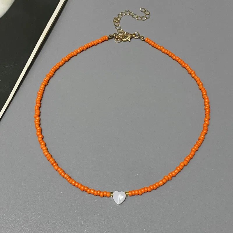 Colorful Love Heart Design Seed Beads Choker Nekklace - LaVie Jewelery