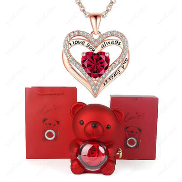 "The Passionate Heart" Red Pendant & Bear Gift Set - LaVie Jewelery