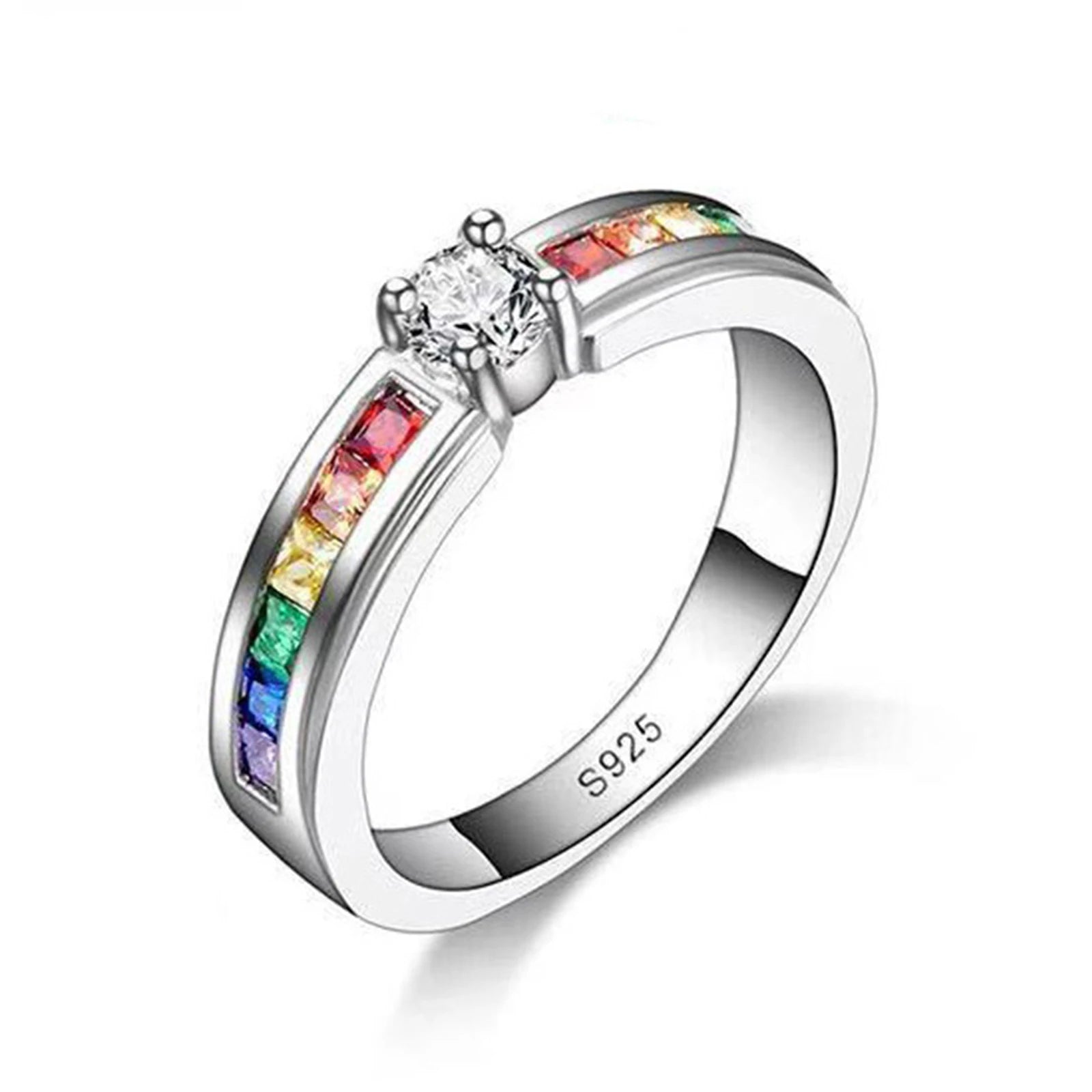 925 Sterling Silver Color Rainbow Cubic Zircon Rings - LaVie Jewelery