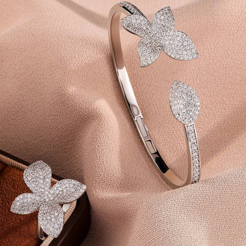 Luxury Silver Color Flower Leaf Adjustable Jewelry Set - LaVie Jewelery