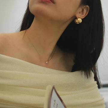 Stainless Steel Gold Zircon Charm Necklace - LaVie Jewelery