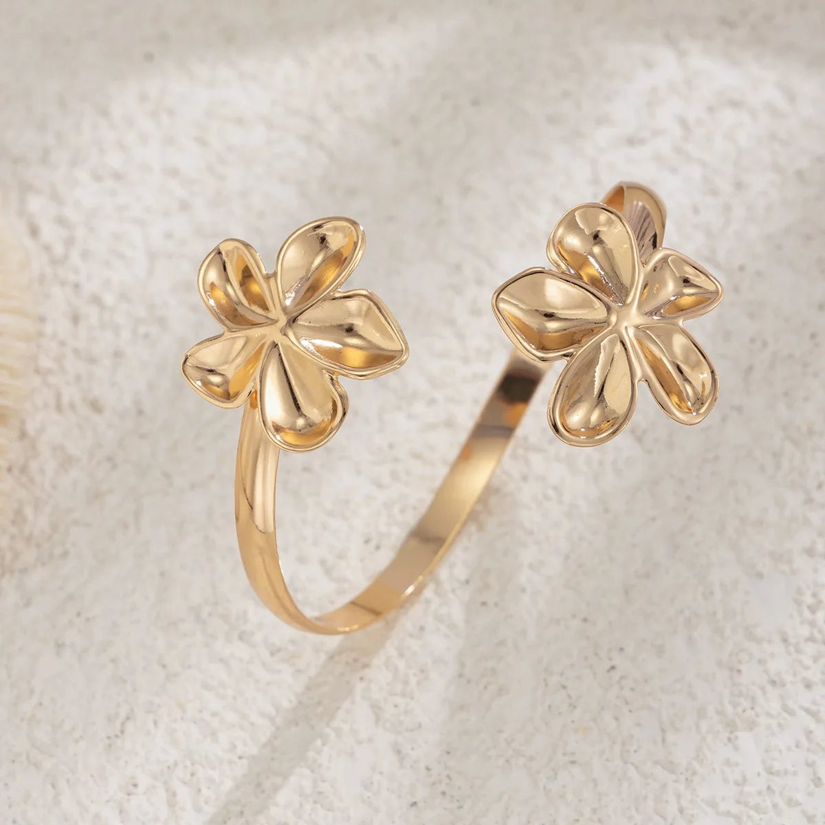 Gold Color Punk Flower Starfish Open Cuff Bangles - LaVie Jewelery