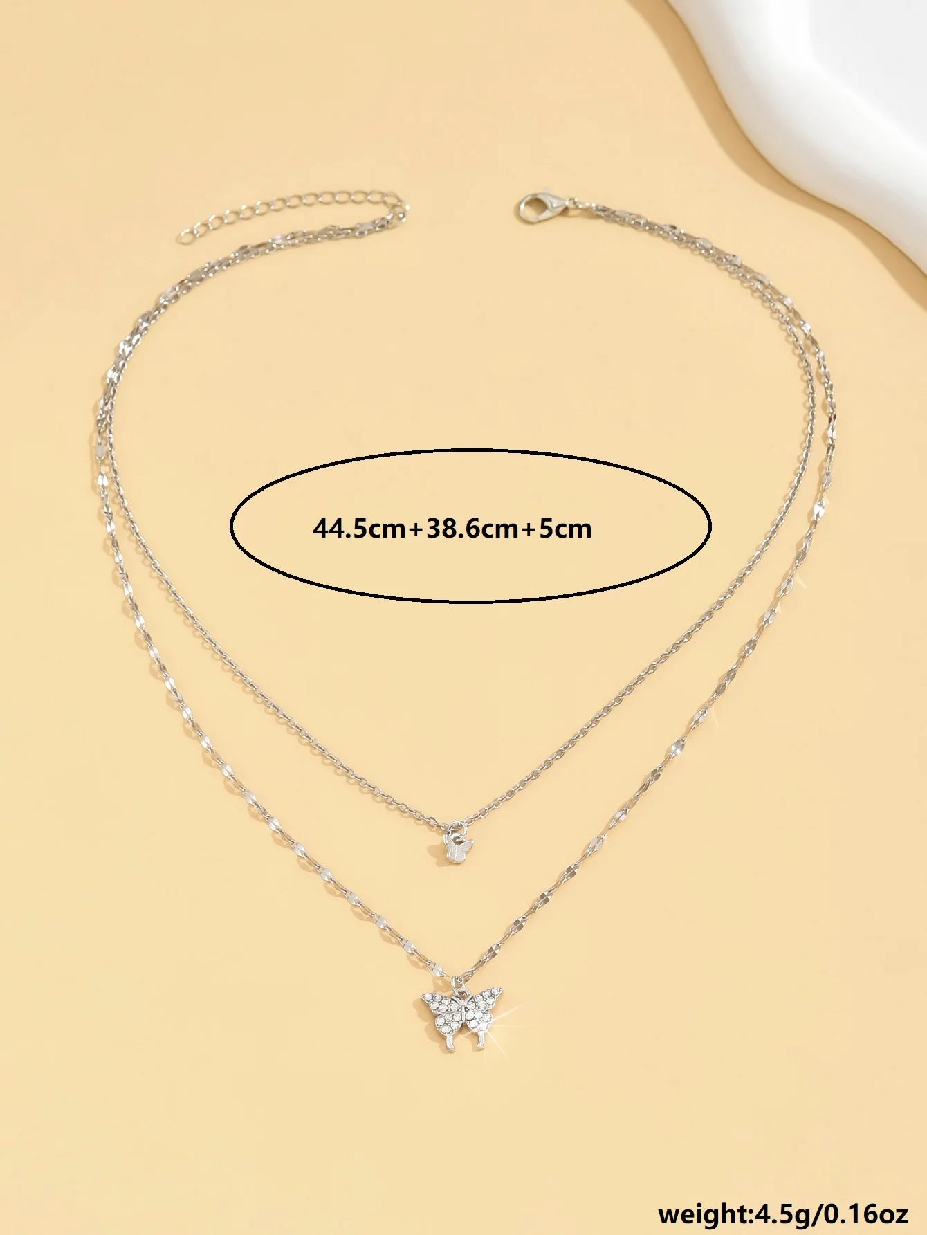Lats Sparkling Double Layer Butterfly Collar Chain Necklace - LaVie Jewelery