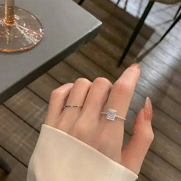 French Square Moissanite Wedding Engagement Rings - LaVie Jewelery