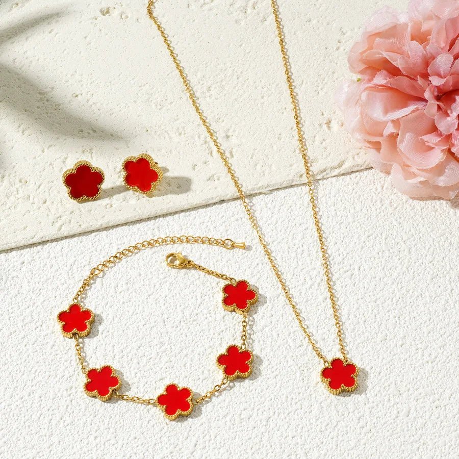 Stainless Steel Luxury Plum Blossom Jewelry Sets - LaVie Jewelery