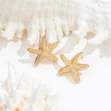 Gold Color Metal Starfish Stud Earrings - LaVie Jewelery