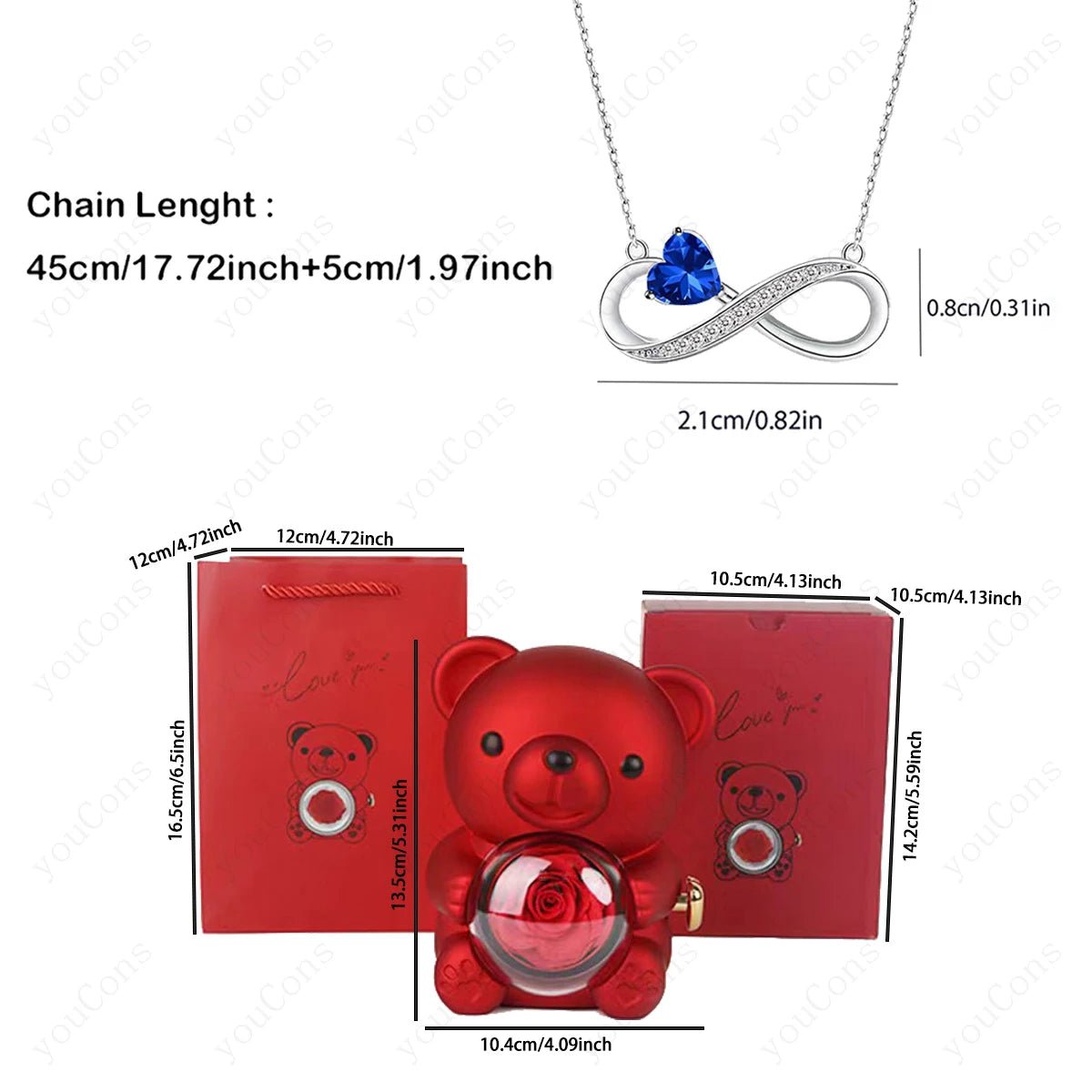 "The Radiant Heart" Red Pendant & Bear Rose Set - LaVie Jewelery