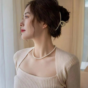 White Pearl Vintage Elegant Chain Choker Necklace - LaVie Jewelery