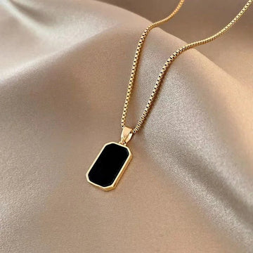Korean Stainless Steel Rectangular Pendant Gold Silver Necklace - LaVie Jewelery