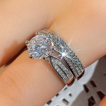 Charm Silver Color White Stone Rings Set - LaVie Jewelery