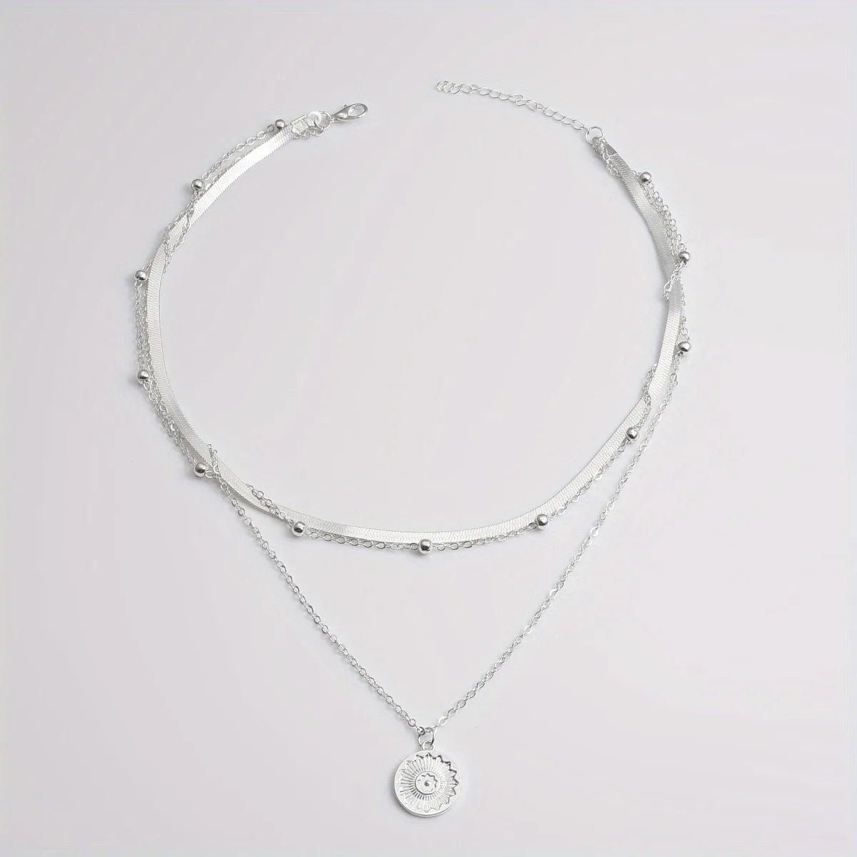 Multi - layer Snake Bone Chain with Round Bead Chain Necklace - LaVie Jewelery
