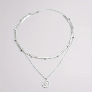 Multi - layer Snake Bone Chain with Round Bead Chain Necklace - LaVie Jewelery