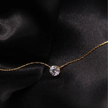 Stainless Steel Gold Zircon Charm Necklace - LaVie Jewelery
