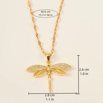 Stainless Steel Gold Color Dragonfly Wings Necklaces For Women - LaVie Jewelery