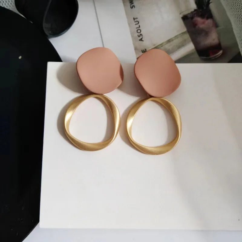 Vintage Brown Round Dangle Drop Earrings - LaVie Jewelery