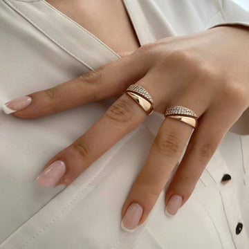 18K Gold Plated Stainless Steel Natural Stone Sun Rings - LaVie Jewelery
