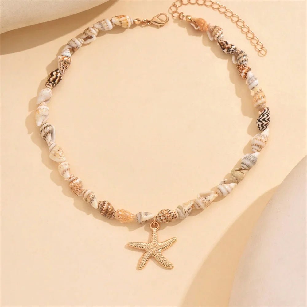 Beach Style Natural Seashell Beaded Choker Necklace - LaVie Jewelery