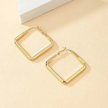 Irregular Circle Gold Color Square Hoop Earrings - LaVie Jewelery