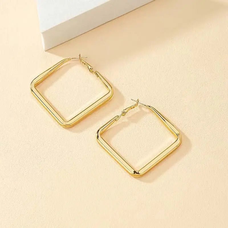 Gold Color Square Hoop Earrings - LaVie Jewelery