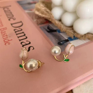Pink Tulip Necklace Earrings Jewelery Set - LaVie Jewelery