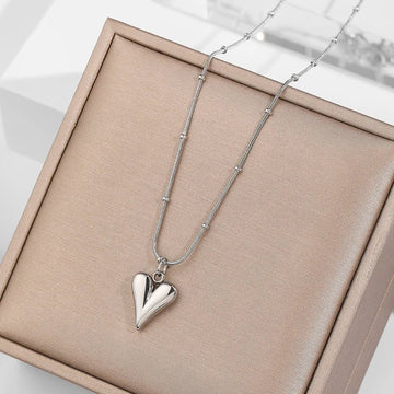 Stainless Steel Heart Pendant Chain Necklace - LaVie Jewelery