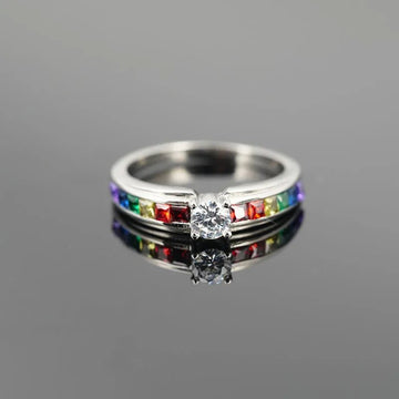 925 Sterling Silver Color Rainbow Cubic Zircon Rings - LaVie Jewelery