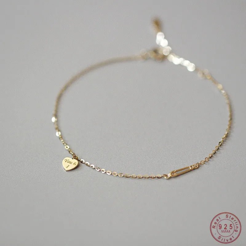 14K Gold‑Plated 925 Sterling Silver Heart Bracelet - LaVie Jewelery