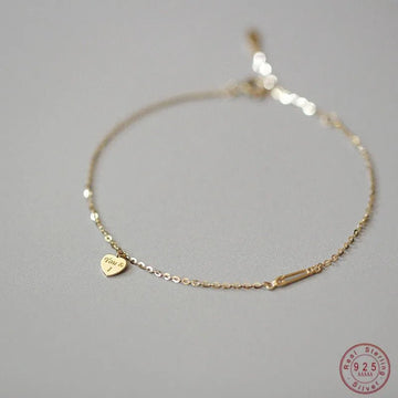 14K Gold‑Plated 925 Sterling Silver Heart Bracelet - LaVie Jewelery