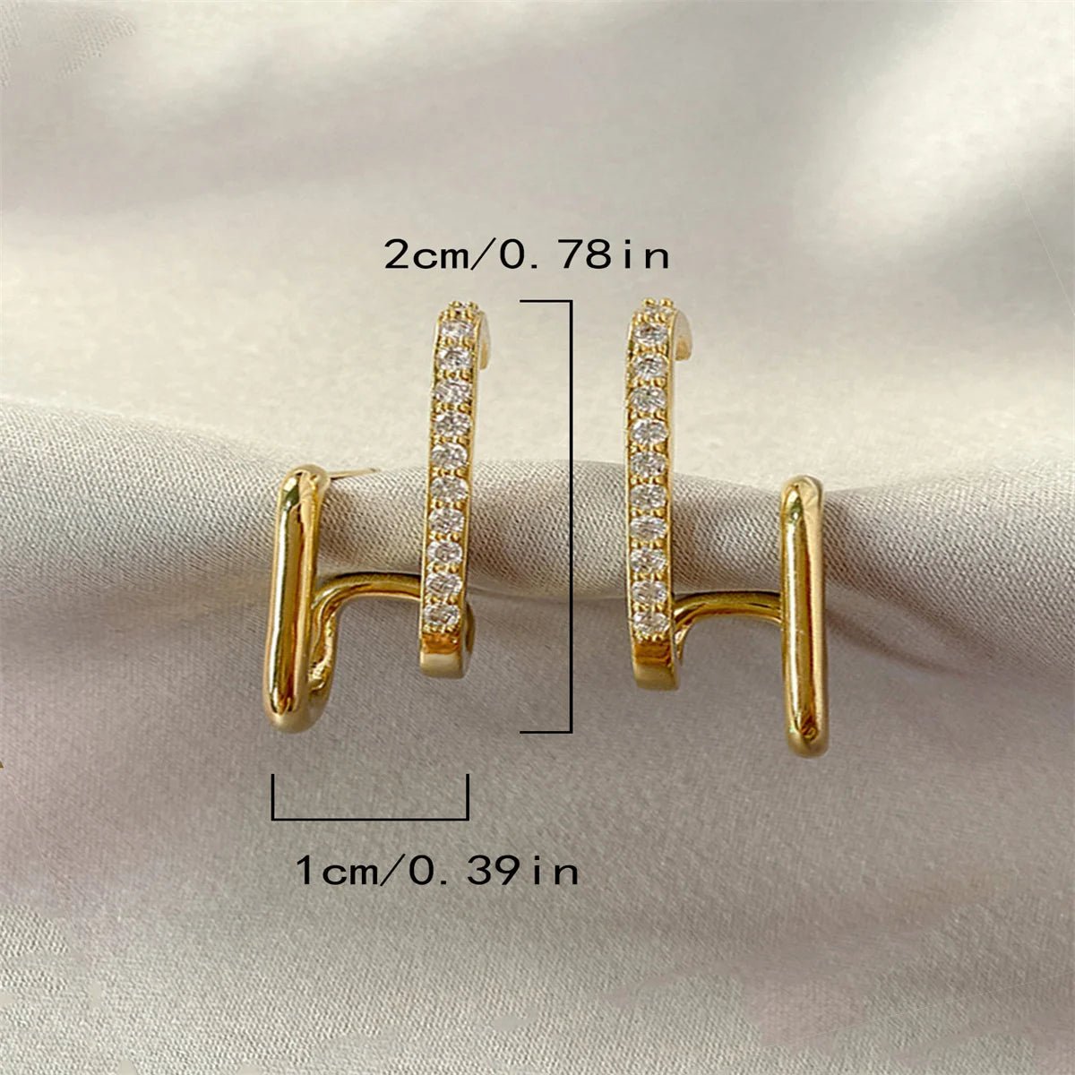 Korean Luxury Crystal Irregular U - shaped Gold Color Earrings - LaVie Jewelery