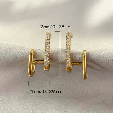 Korean Luxury Crystal Irregular U - shaped Gold Color Earrings - LaVie Jewelery