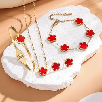 Stainless Steel Luxury Plum Blossom Jewelry Sets - LaVie Jewelery