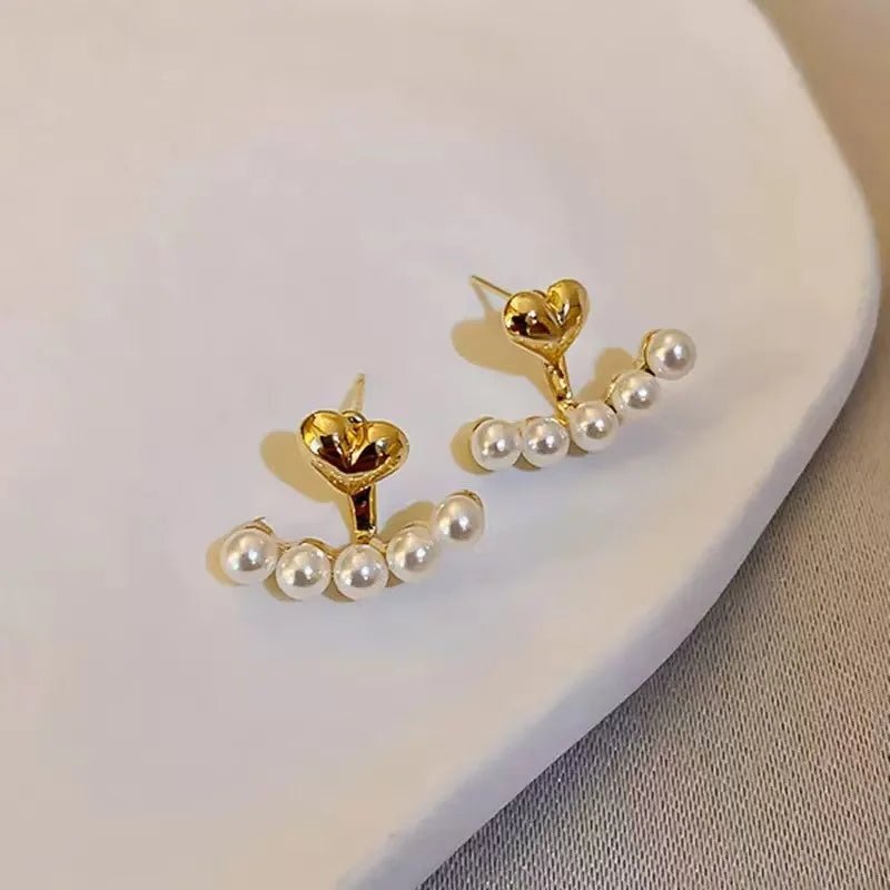 Luxury Sweet Heart - shaped Pearl Stud Earrings - LaVie Jewelery