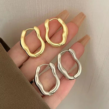 Irregular Oval Hoop Earrings - LaVie Jewelery