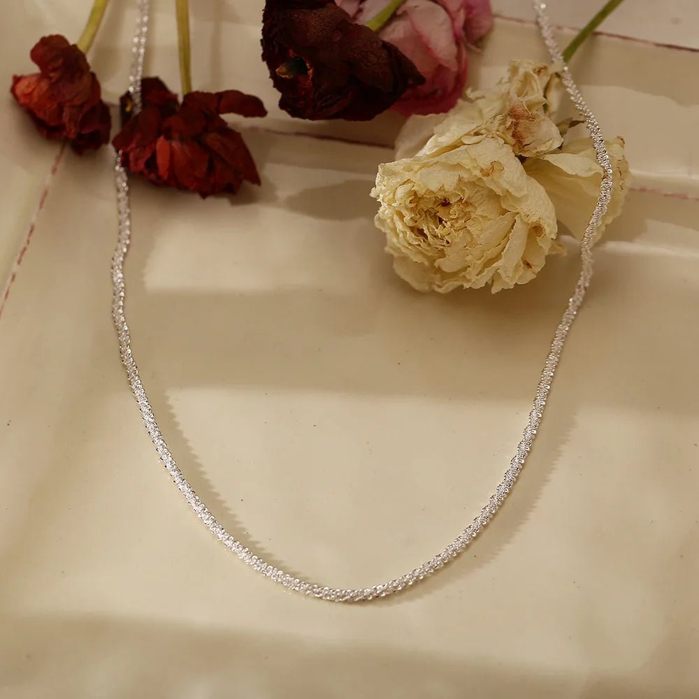 Silver Color Sparkling Clavicle Chain Choker Necklace - LaVie Jewelery