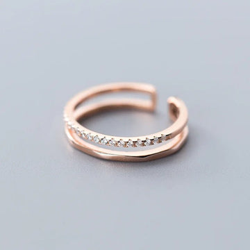 925 Sterling Silver Minimalist Handmade Double Zircon Rings - LaVie Jewelery