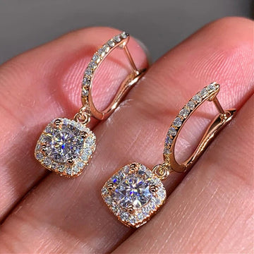 Trendy Square Shape Zirconia Drop Earrings - LaVie Jewelery