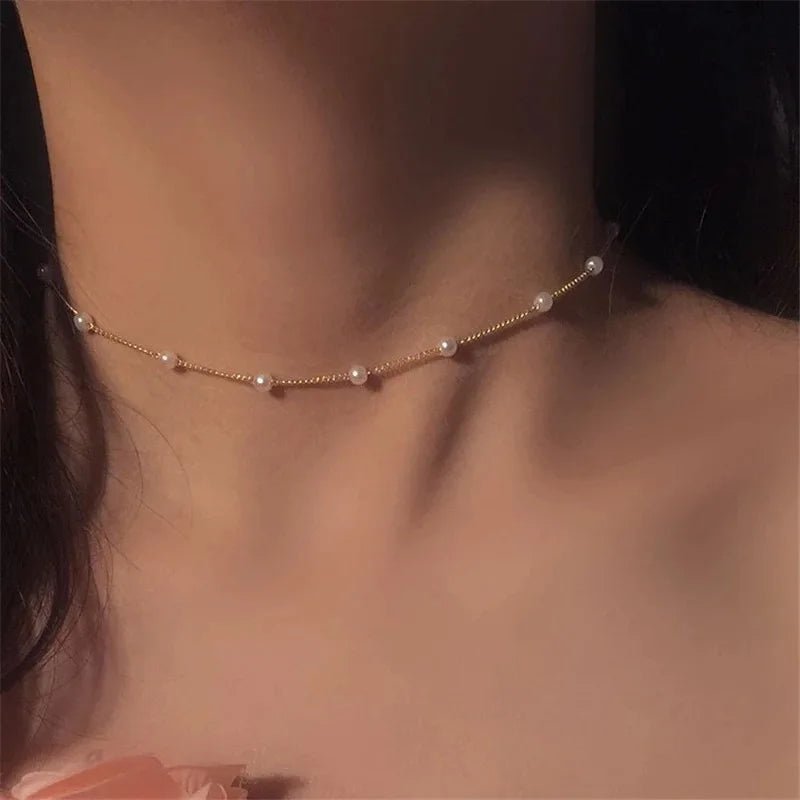 Gold Color New Beads Pearl Choker Necklace - LaVie Jewelery